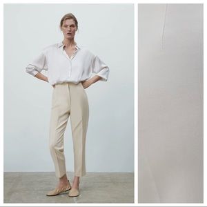 NWT. Zara Off White/Ecru White High Waisted Pants. Size S.